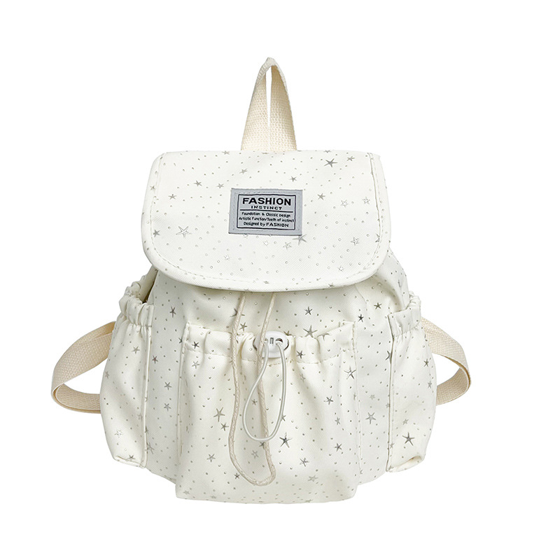 Primavera nuevo estilo ins leche de viento bonito joven estrella impresa mochila de hombro para mujeres de alto valor dulce mochila pequeña