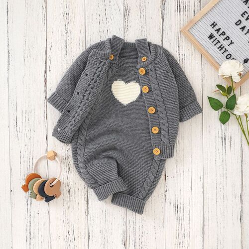 Baby jumpsuit suit for men and women baby sweaters climbing clothes for autumn and winter new two-piece set fashionable warm clothes