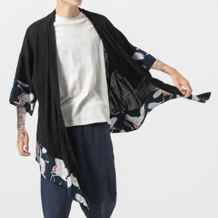Summer new Chinese style men's clothing Hanfu Tang suit thin kimono sun protection shirt Japanese style plus size cloak retro robe