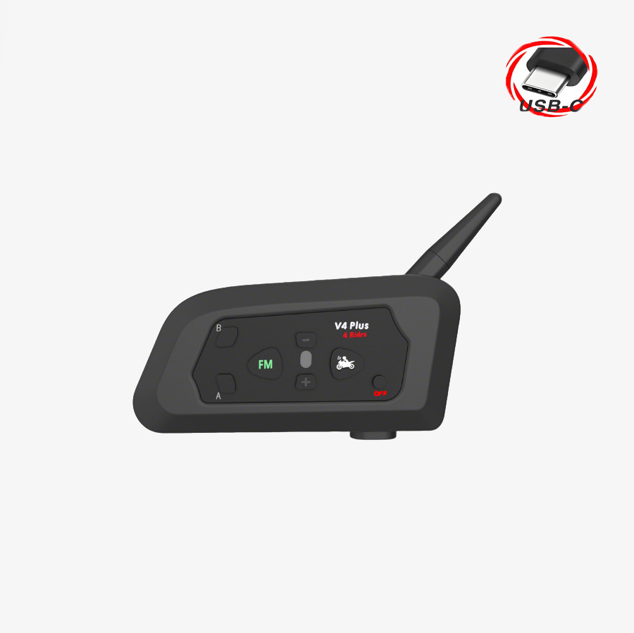 V4Plus Helmet Bluetooth Headset Motorcycle Helmet Intercom Headset Helmet Headset for 4 People to Communicate Simultaneously Across Borders