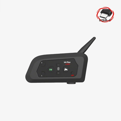 V4Plus Helmet Bluetooth Headset Motorcycle Helmet Intercom Headset Helmet Headset for 4 People to Communicate Simultaneously Across Borders (Motorcycle Helmet Headset) - neutral-v4-plus-typec-single-package-l