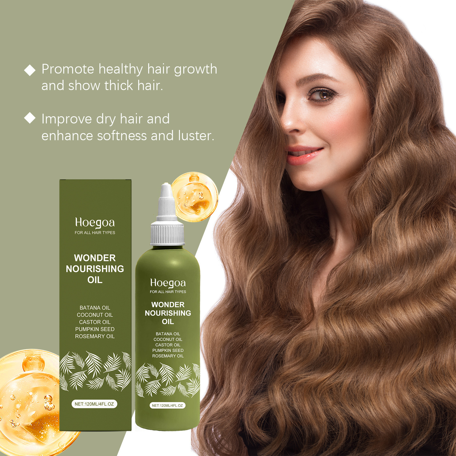 HOEGOA Olio Essenza Nutriente per Massaggio del Cuoio Capelluto, Trattamento per Tutti i Tipi di Capelli_voghion.com