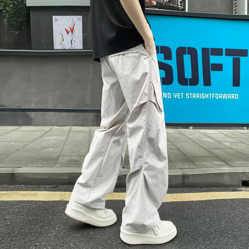 ベージュのカットオフアイスシルク速乾パンツ男の子夏薄いスモールソールオーバーオール日焼け止め空挺部隊カジュアルパンツ|undefined