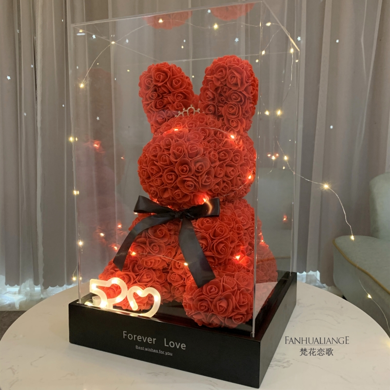 Unicornio flor inmortal rosa ramo caja de regalo de regalo para el día de San Valentín para la novia esposa y amiga