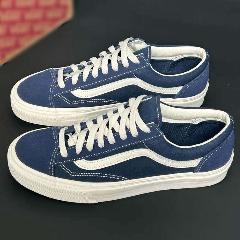 Putian Vans Canvas Shoes Style36 Navy Blue Suede Men's Shoes Non-Slip Casual Sneakers Women's Shoes Low-Cut Canvas Shoes