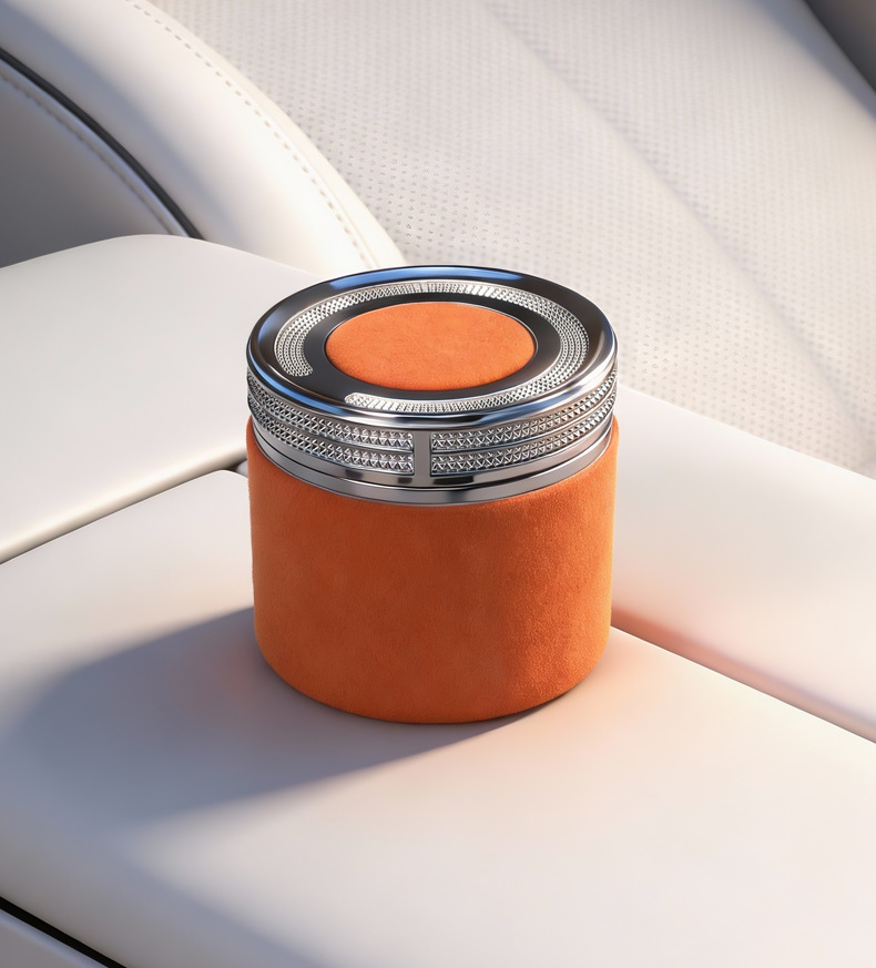 Cross-Border Led Light Ashtray 4S Car Universal Ceramic Ashtray with Suede Practical Car Accessories