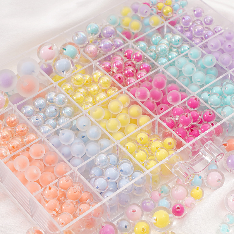 Transparent matte acrylic round beads handmade