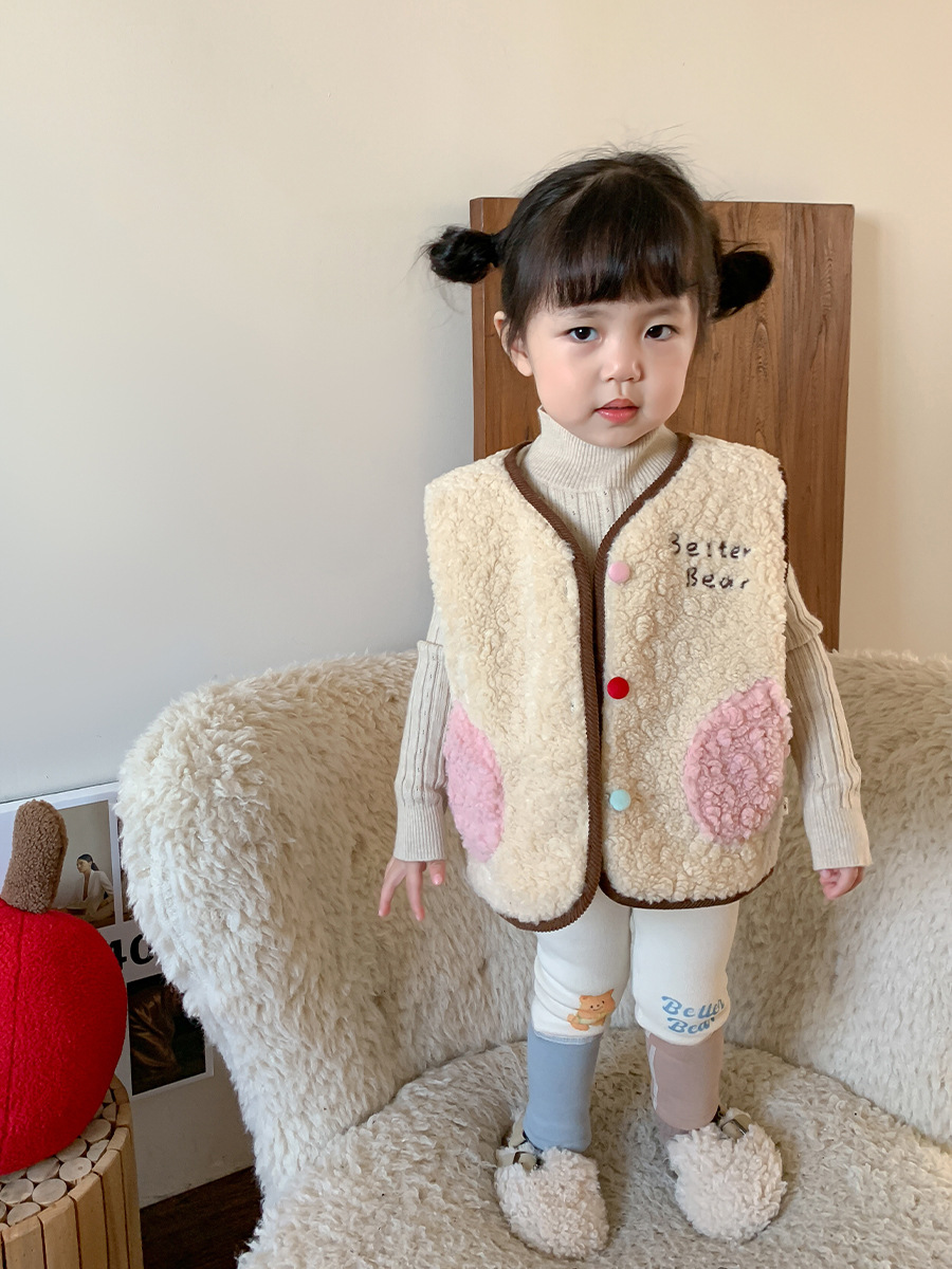 Sugar Pear ropa infantil para niñas y leggings de terciopelo 2024 otoño y invierno nuevos niños coreanos pantalones de otoño más gruesos pantalones de bebé