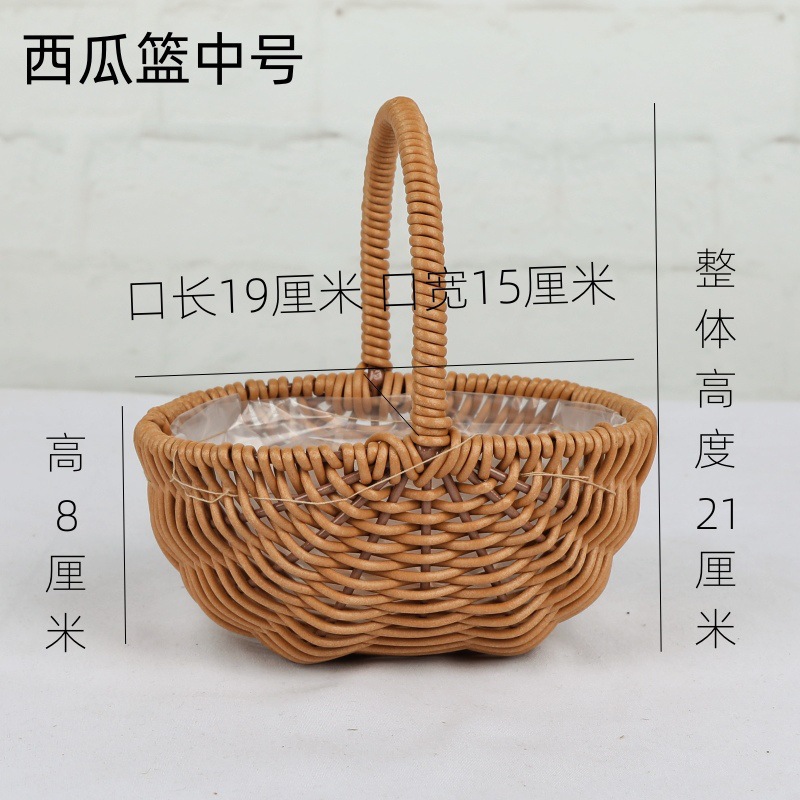 Cestas de flores de caña tejidas a mano canasta de mano pastoral creativa Qixi Festival de caña floral decorativa canasta huevo