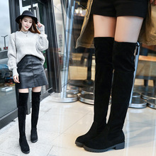 長筒靴子女2021冬季新款韓版過膝長靴加絨絨面大碼女鞋靴子女代發