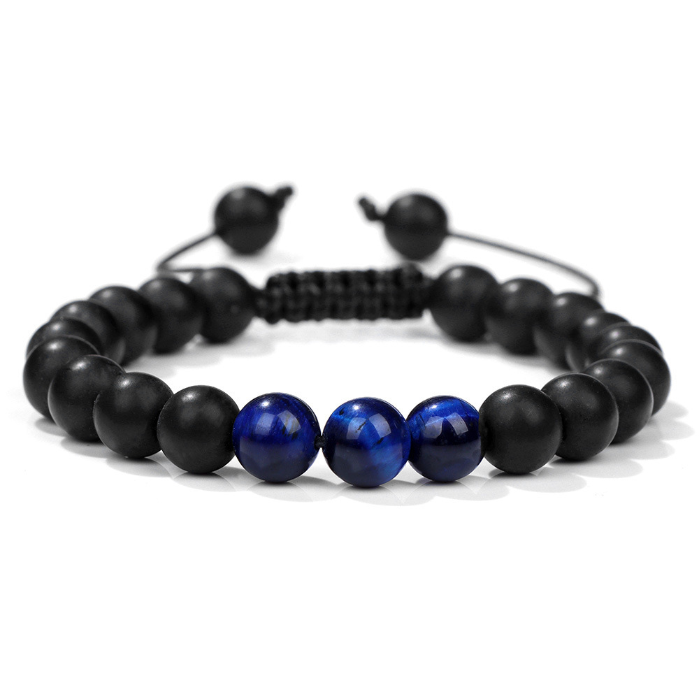 Amazon Venta caliente 8mm Tigre ojo piedra volcánica pulsera energía lava piedra tejida pulsera de pareja ajustable