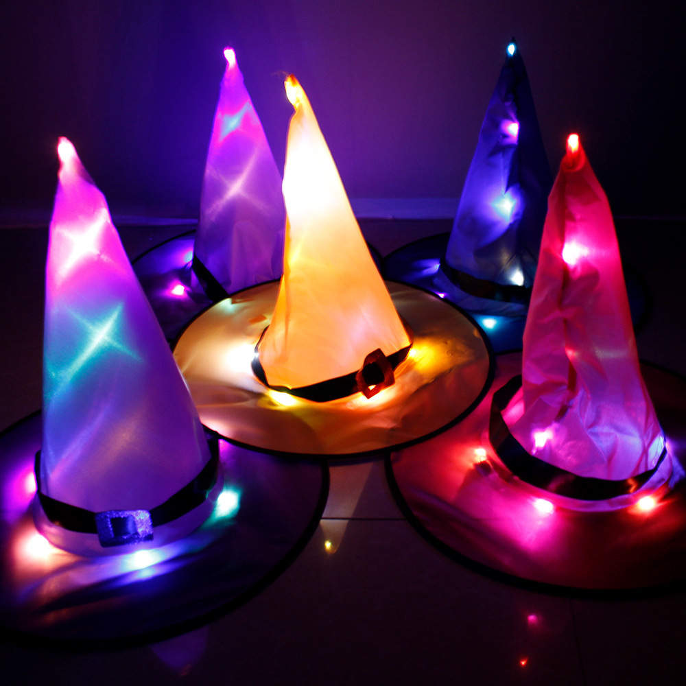 Halloween Hat Ghost Festival Party Decoration Props Christmas LED Luminous Witch Hat Sorceress Witch Hat