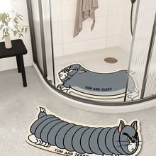猫和老鼠浴室弧形地垫硅藻泥强吸水垫卫生间厕所门口防滑垫小地毯