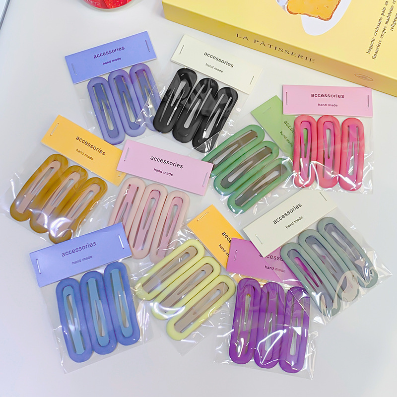 Korean style simple oval bb clip girl candy color broken hair bangs clip Japanese and Korean Internet celebrity sweet side clip hairpin
