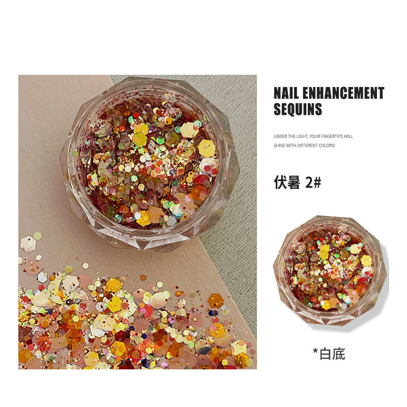 ネイルスパンコール卸売りネットレッド爆閃超薄幻彩六角不規則円形五角星愛爪パッチ|undefined