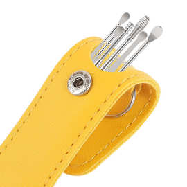 创意便携式皮套挖耳勺6件套耳挖掏耳套装家用成人螺旋弹簧耳勺