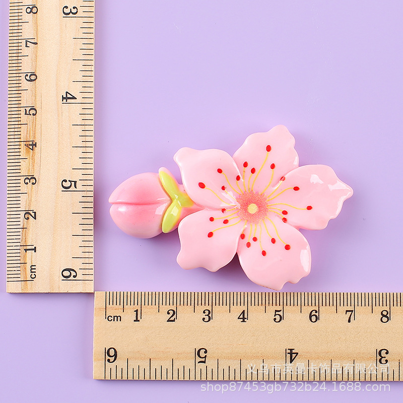 인기있는 꽃 시리즈 복숭아 꽃 수지 액세서리 DIY 전화 케이스 냉장고 스티커 키 체인 헤어 액세서리 자동차 액세서리 신발 꽃 스티커