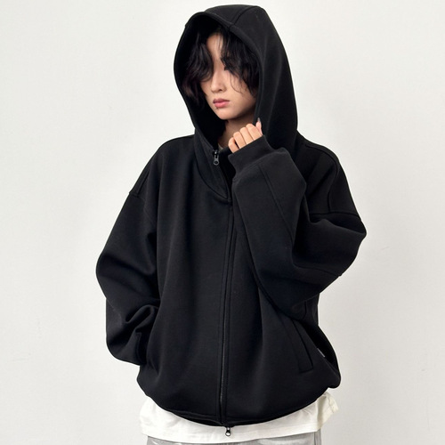 American Spring and Autumn Season Hooded Zip-Up Sweatshirt Men's Trendy Loose Design Sweatshirt Versatile Sport Coat