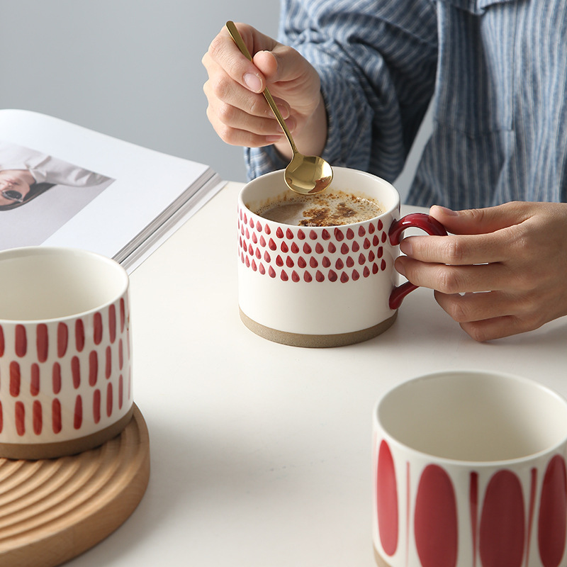 Red Colored Stoneware Cup Mug Ceramic Couple Cup Breakfast Cup Home Coffee Cup Gift Office Cup Gift Box Red Colored Stoneware Cup Mug Ceramic Couple Cup Breakfast Cup Home Coffee Cup Gift Office Cup Gift Box