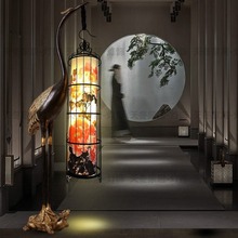新中式落地灯仙鹤荷花灯笼结婚酒店茶室客厅仿古装饰立式摆件灯具