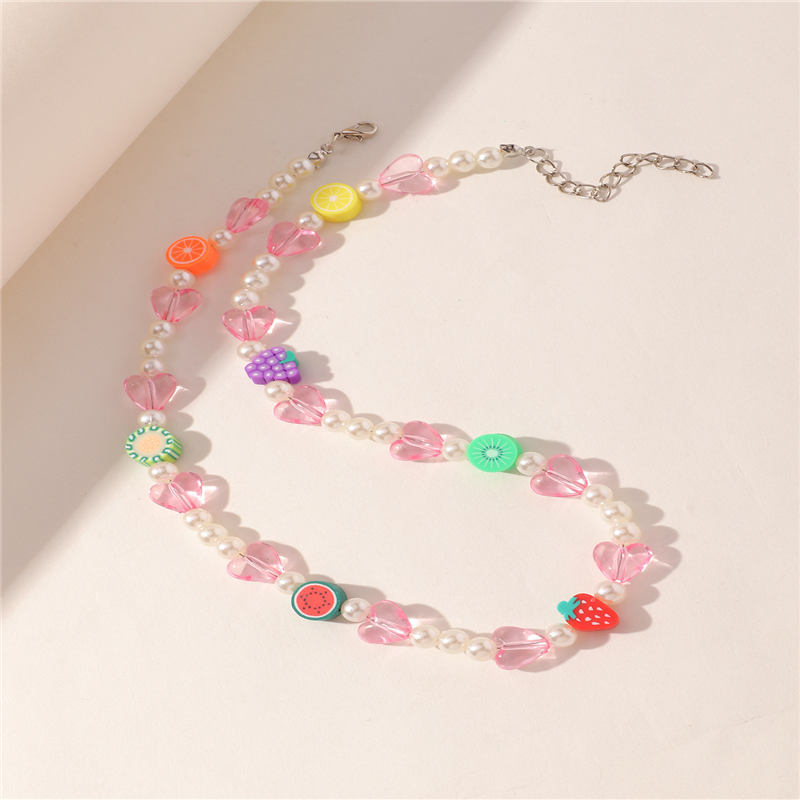 Perle De Riz Colorée Perle Fruit Collier Mignon Bijoux En Gros Nihaojewelry display picture 13