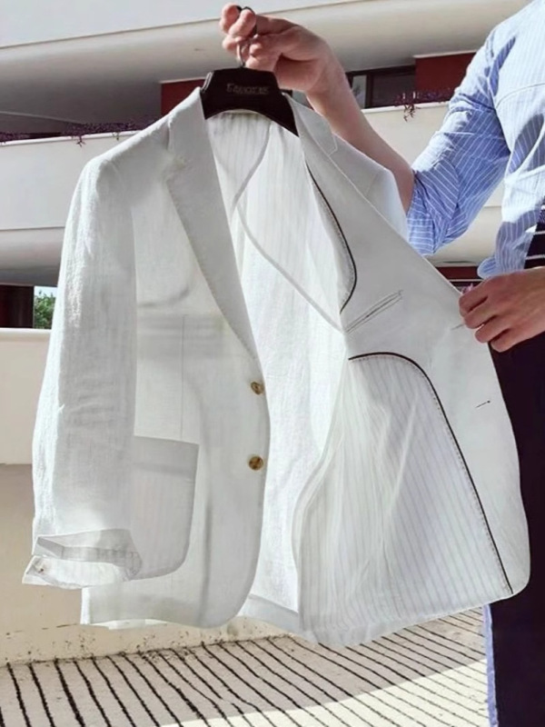 新款亚麻短外套女2025早秋复古宽松慵懒风高级感休闲质感西服上衣|undefined