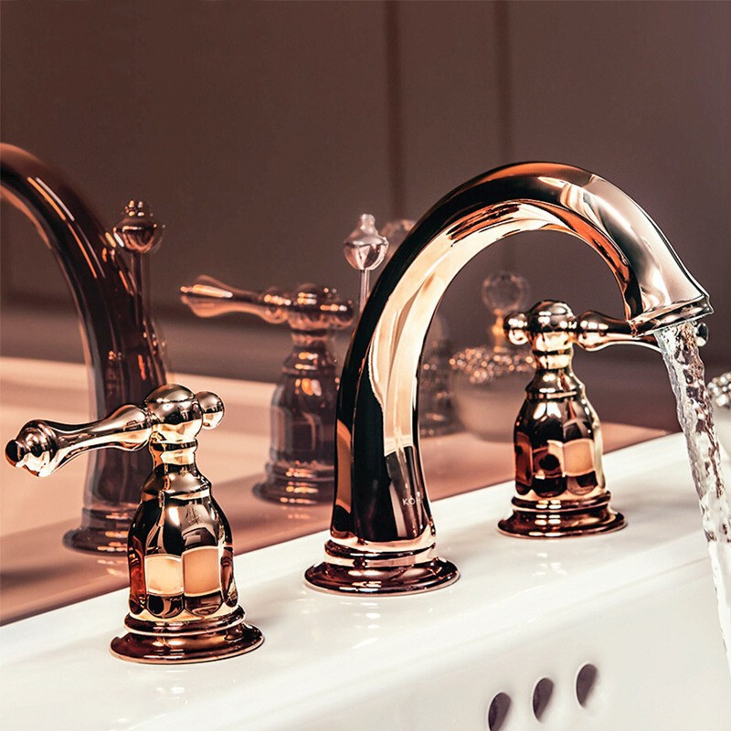 BaThroom Basin FauceT Kyleden 8.3inch Holes Double Handle European STyle Basin HoT and Cold FauceT K-13491T-4-CP