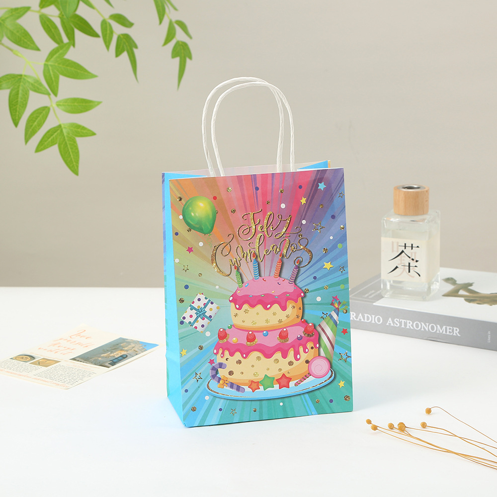 Bolsas de regalo de fiesta de cumpleaños bolsas de compras impresas bolsas de papel kraft bolsas de globo al por mayor bolsas de mano bolsas de compras