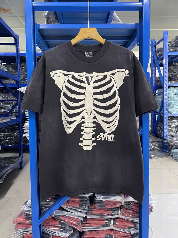 高品質 SAINT MICHAEL ICON ウォッシュ加工 オールド半袖 アメカジ レトロ プリント カップル Tシャツ 男女兼用|undefined