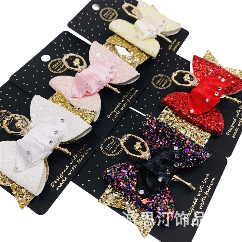 Кросс-бордер горячие продажи балетная девочка бант, заколка с rhinestones кант кристаллы яркая пудра сияющий полный набор ткань