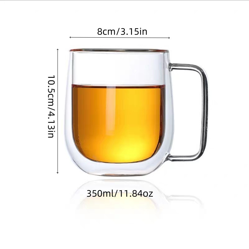 Taza de vidrio de doble capa resistente al calor Taza de café transparente de alta borosilicina Taza de huevo Taza de fruta Taza de té de flores de doble capa de aislamiento térmico Taza de té al por mayor