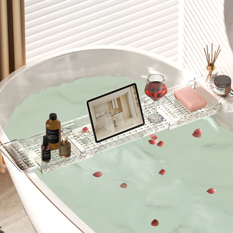 Bathtub Storage Rack Tray Acrylic Transparent Bathroom Storage Shelf