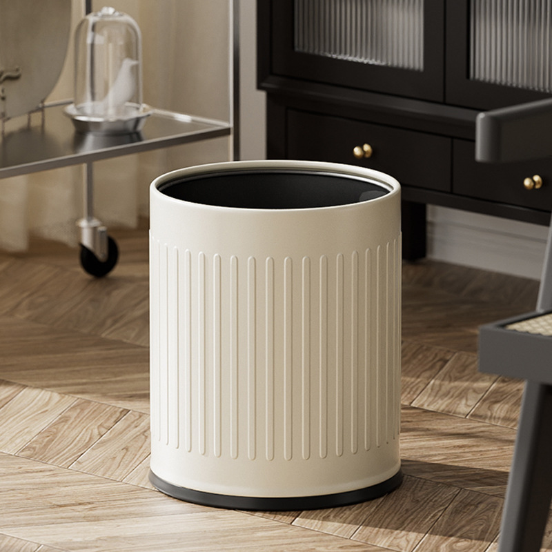 New Home Light Luxury Cream Style Trash Can for Kitchen, Bedroom, and Living Room - High-End Double Opening Trash Can