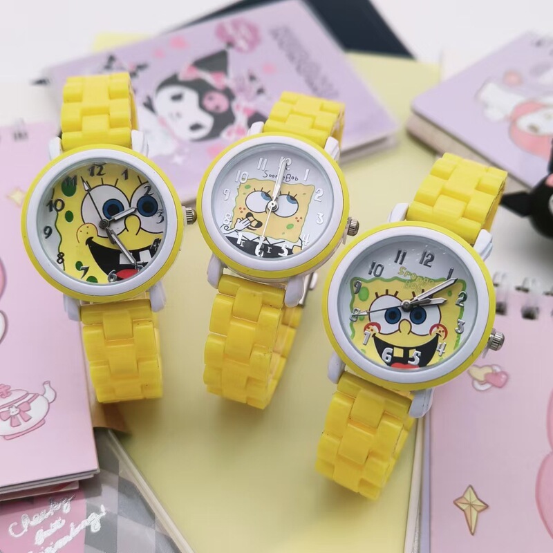 Children's Cartoon Imitation Ceramic Strap Waterproof Watch for Boys and Girls Students Spiral Crown Dial Large Dial
