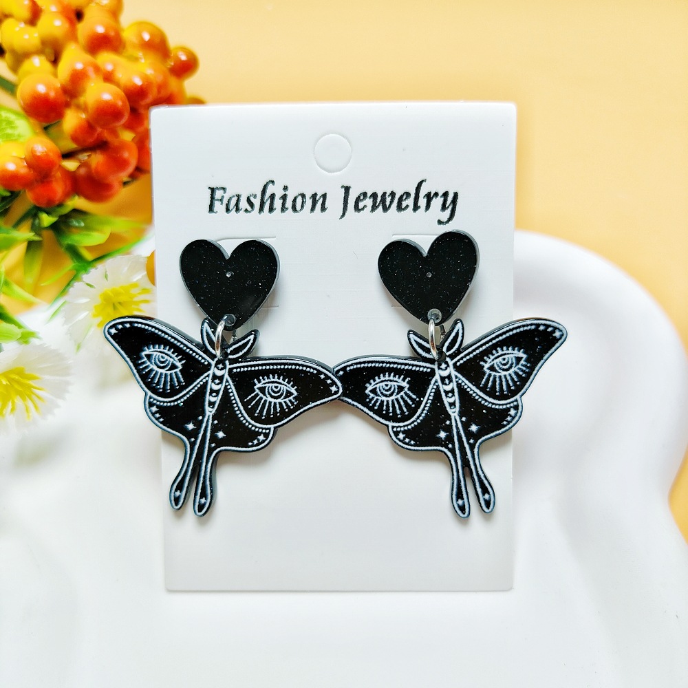 8g Weight 304 Stainless Steel Ear Needle Material Drop Earrings Classification 1 Pair Quantity Holiday, Daily Occasion Acrylic Material Halloween Festival Geometric, Pumpkin, Butterfly Pattern Women's Gender Casual, Simple Style Style 1 Pair Casual Simple Style Geometric Pumpkin Butterfly Arylic Drop Earrings 5
