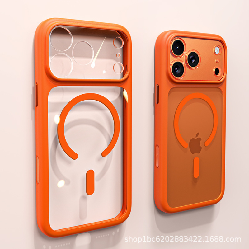 Suitable for Iphone16 Mobile Phone Case, Lens Fully Covered, Transparent Magnetic Suction, Apple 17Promax Anti-Fall Protective Case, Cross-Border