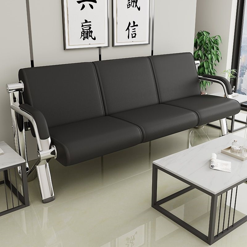 Soft cushion waiting chair for public waiting areas, bank, hospital, long row chair, office reception, waiting room, visitor reception, sofa and coffee table set