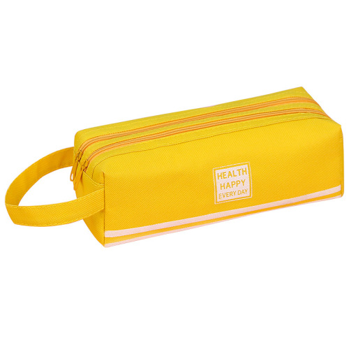 Double-layer pencil bag wholesale customized Oxford cloth large capacity portable pencil bag simple double zipper primary school student stationery bag