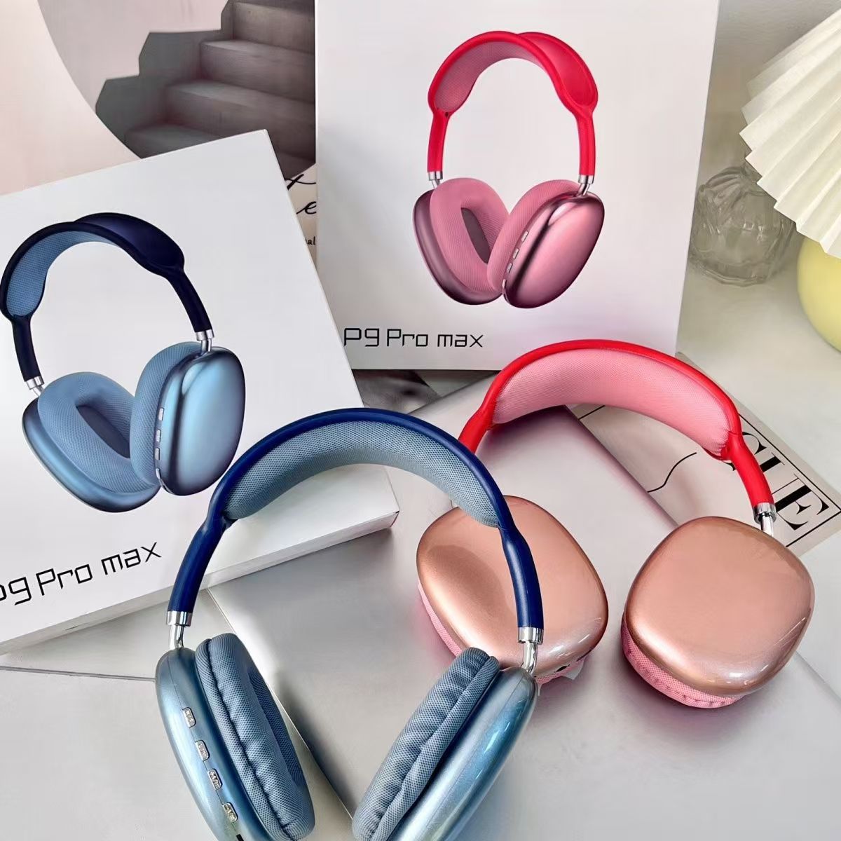 Auriculares Bluetooth P9PRO MAX explosivos de Huaqiangbei, con liderazgo estéreo, suministro de stock de algodón, ventas directas de fábrica, volumen de ejecución