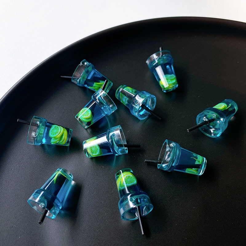 Resin Simulation Food Play Pearl Milk Tea Cup Lemon Tea Earrings Earrings Pendant Pendant DIY Earrings Accessories