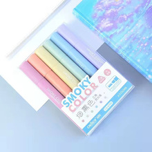 超时H799烟熏色荧光笔学生大容量三角杆6色标记笔办公划记号笔