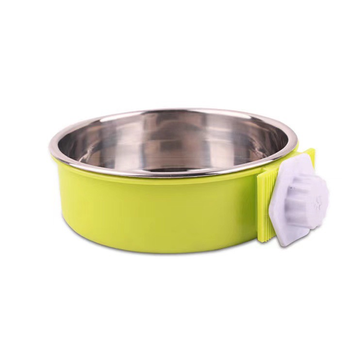 Nueva Pet Bowl alimentador gato tazón mascota perro de acero inoxidable tazón perro jaula colgante fijo perro tazón fábrica al por mayor