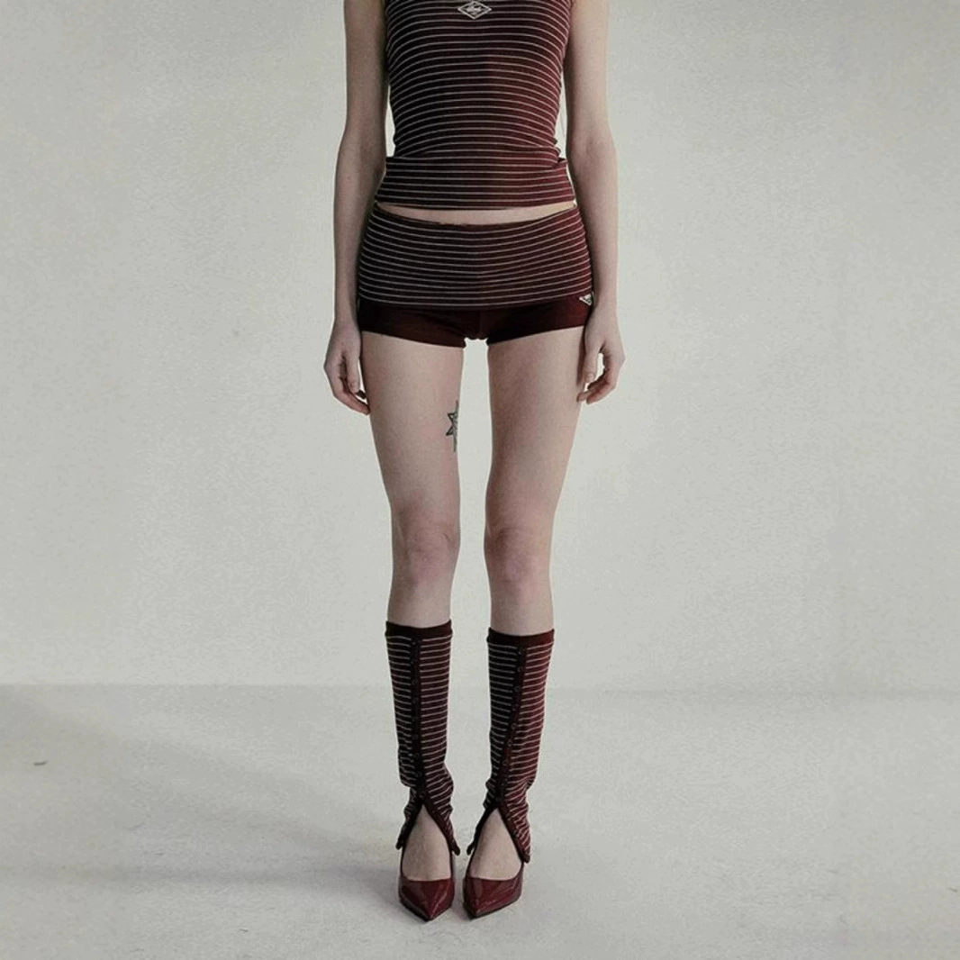 Шорты (badblood bcac) в полоску, узкий крой, короткие «hot pants», цвета S–M