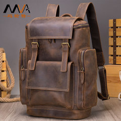 瑪輪特レトロ狂馬皮メンズリュックサック17インチトップ層牛革リュックサックアウトドア旅行リュックサック