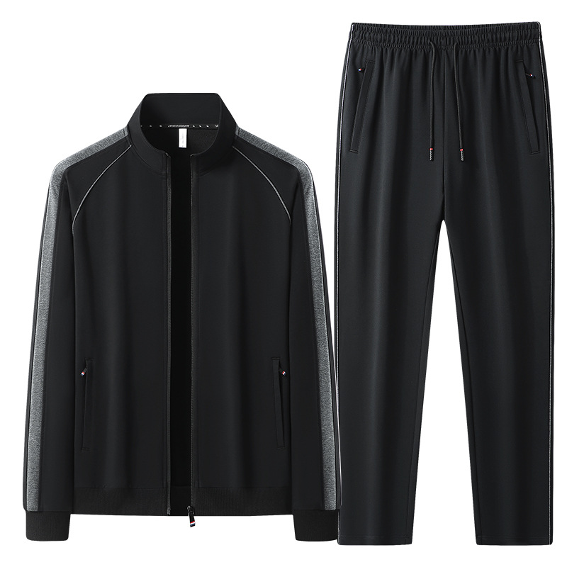 2025 New Spring & Fall Sports Suit Men's Stand-Up Collar Casual Running Two-Piece Suit for Young and Middle-Aged Group Clothing Suit Group Purchase