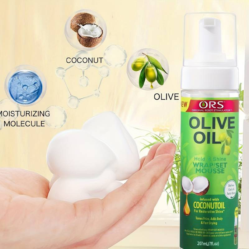 Mousse de estilo transfronterizo Olive Oil ORS Shaping spray para el cabello mousse de espuma de goma seca esponjosa