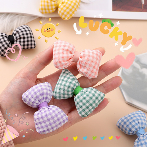 Adorable small grid bow DIY accessories plaid girl heart sweet hair accessories shoes socks hats clothing accessories materials