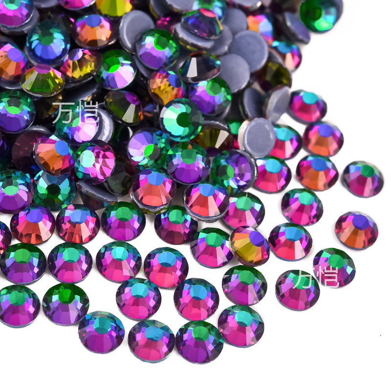 爆発的な輝きの平底イミテーションオパールラインストーン、衣類用アクセサリー、電気メッキガラスラインストーン、大型装飾品、DIYジュエリーアクセサリー材料