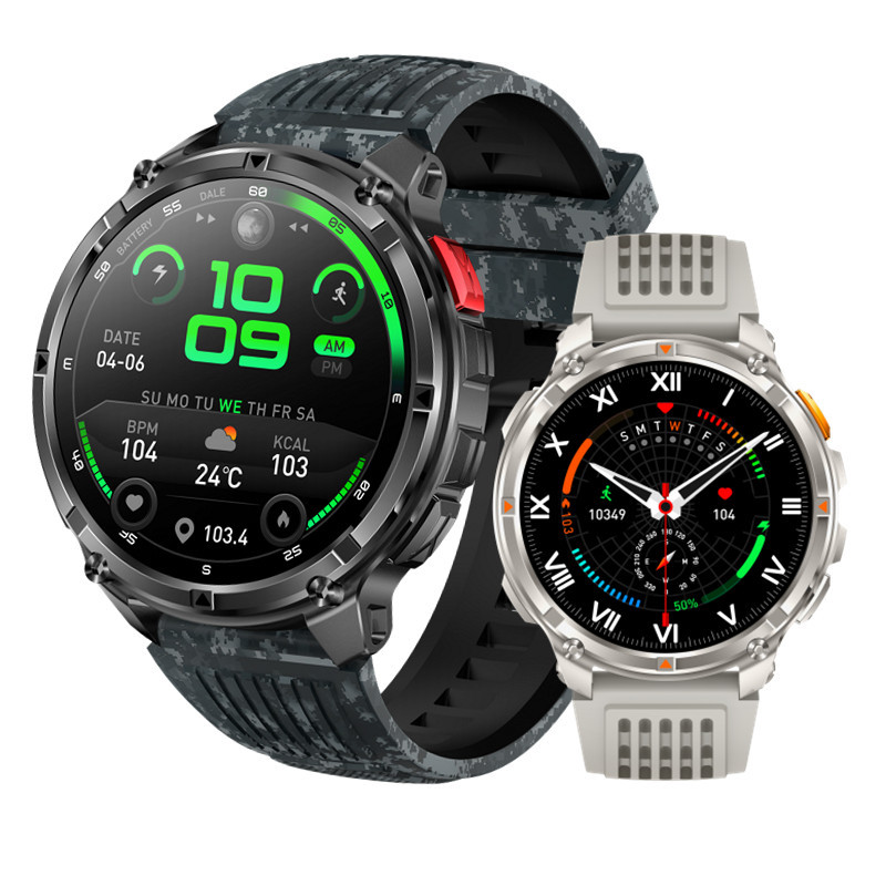 Smartwatch per sport all'aria aperta con batteria da 1100 mAh, chiamate intelligenti, bussola, torcia, impermeabile, adatto a uomini e donne._voghion.com