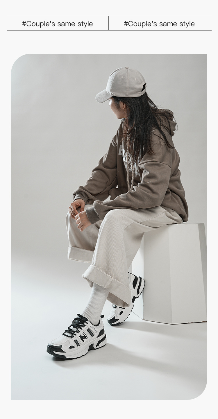 Giày sneaker nam đế dày phong cách thể thao thoáng khí — 589 Đen Trắng chi tiết 15